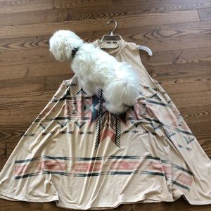 vintage tan aztec print dress